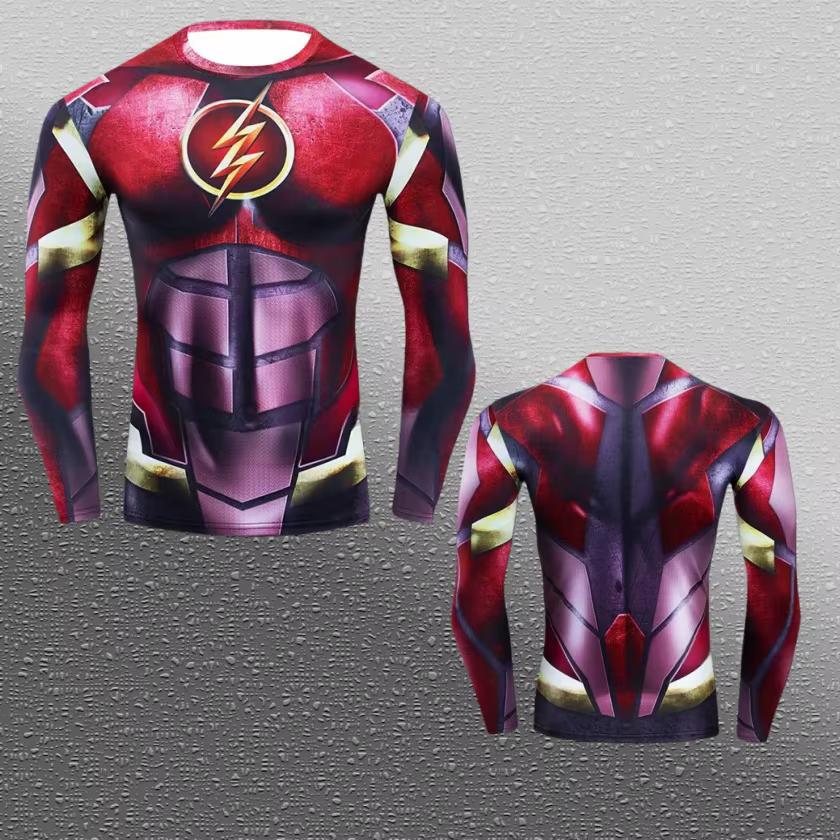 Série populaire The Flash Characters, vêtements de sport et de fitness, t-shirt respirant à manches 