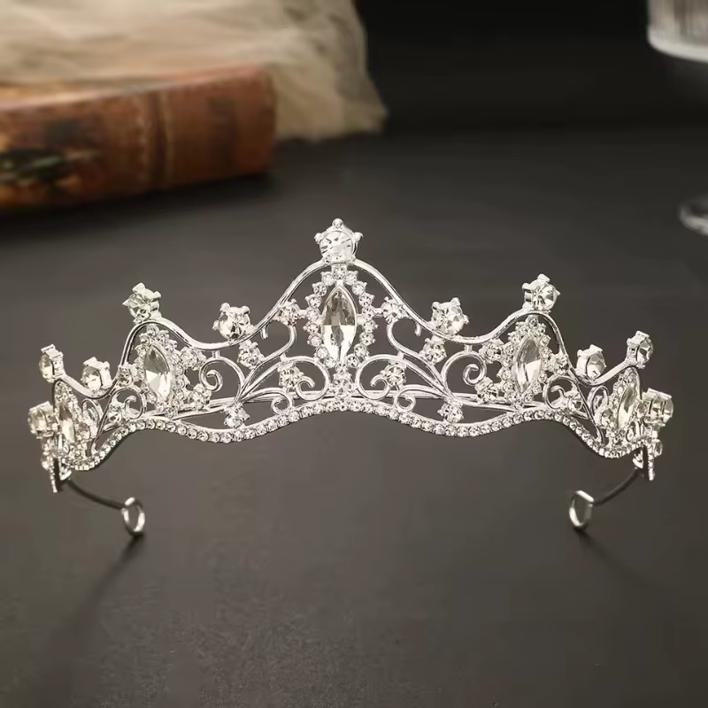 Couronne de mariée dorée, accessoires pour cheveux de mariage, strass en cristal, diadèmes de mariag