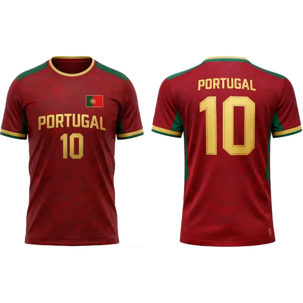 T-shirt de football du Portugal, édition couleur, impression 3D, respirant, séchage rapide, style fa