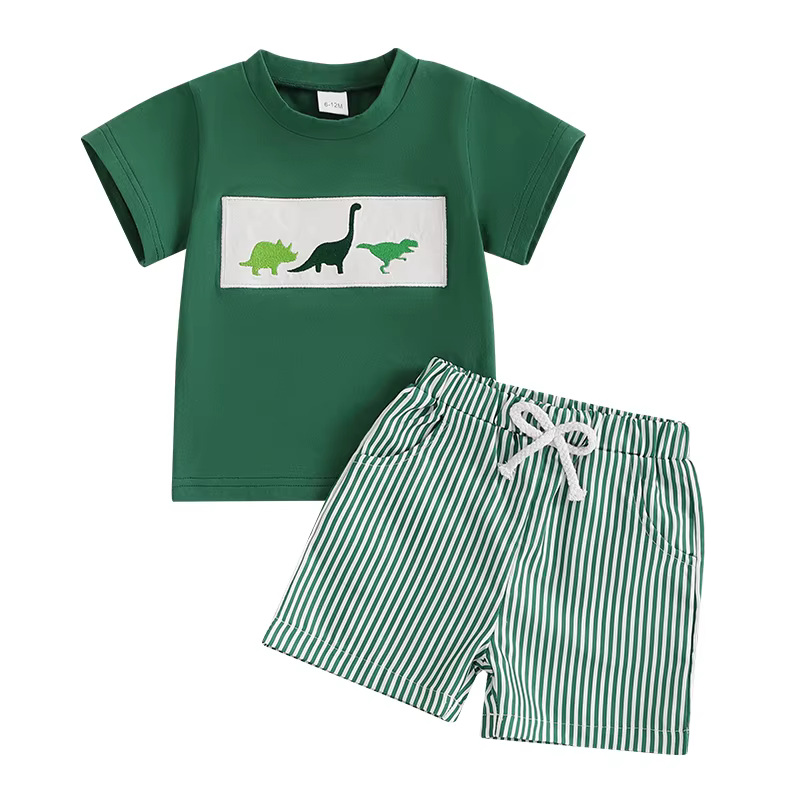 T-shirt à manches courtes pour bébé garçon, ensemble short baleine, dinosaure, tortue, rayé, taille 
