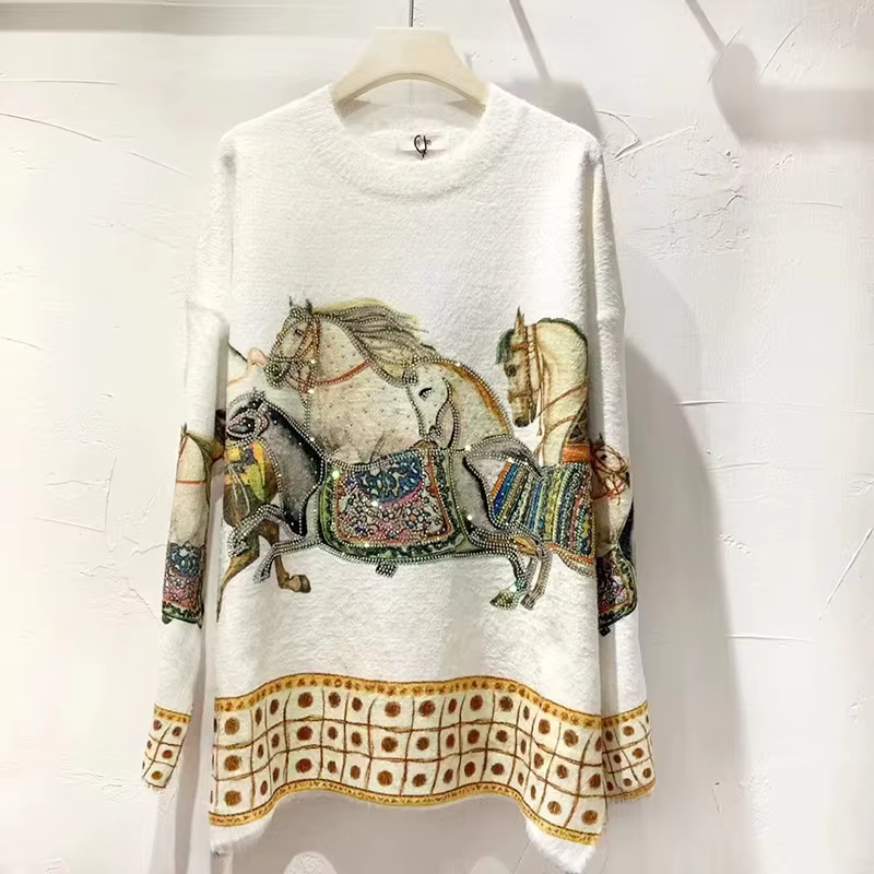 Pull à capuche en diamant pour femme, pull chaud, optique, mode tricotée, pull décontracté, automne,