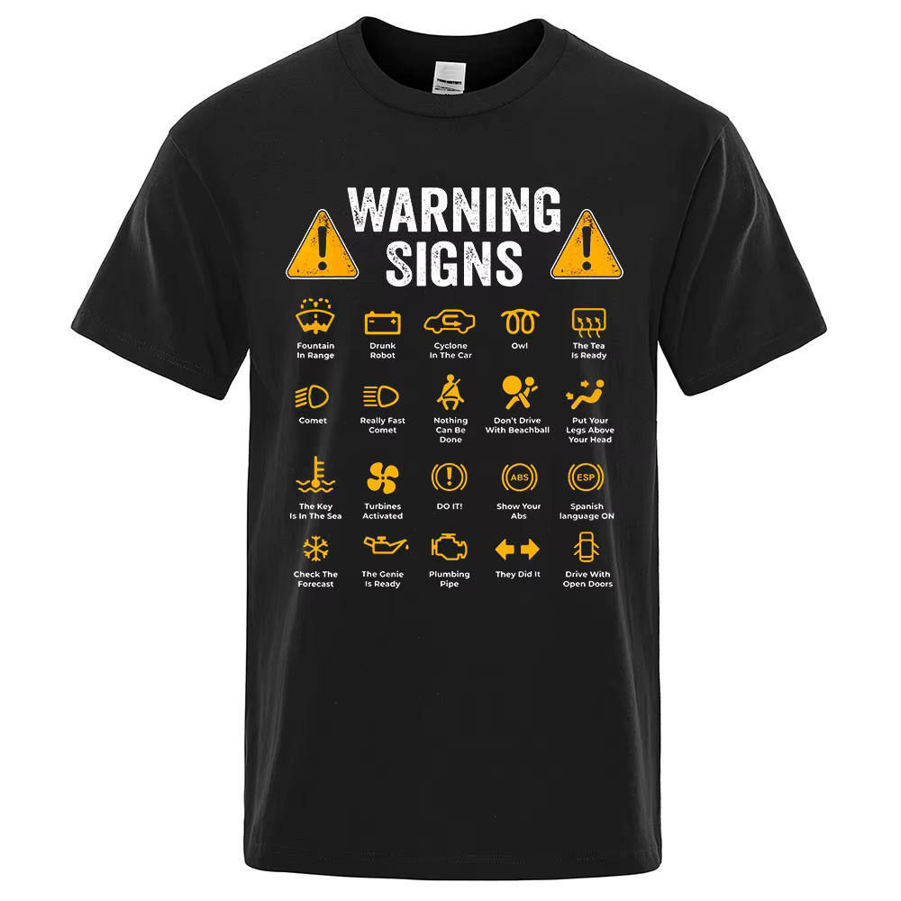 T-shirt manches courtes homme, vêtement de sport, de haute qualité, avec signes d'avertissement de c