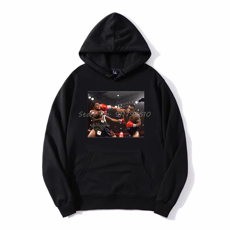 Sweat à Capuche avec Affiche Photo de Boxe pour Homme, Streetwear Surdimensionné, Harajuku