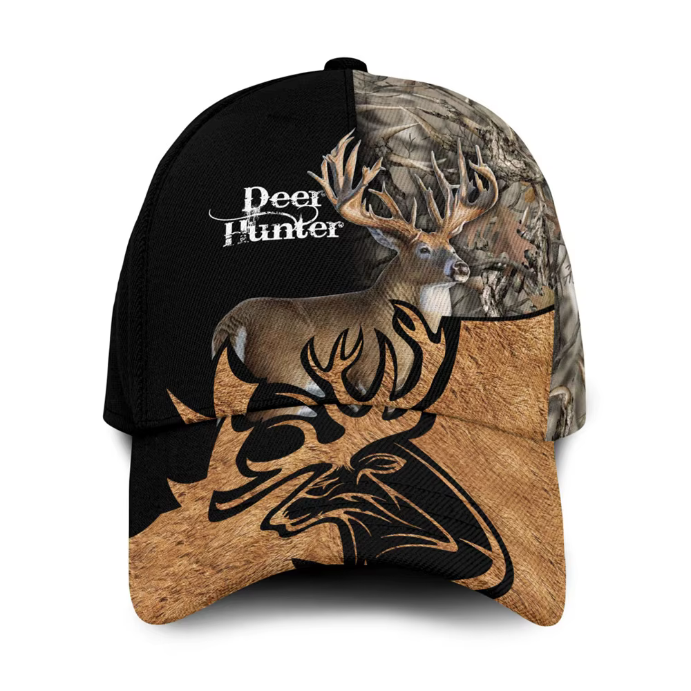 Casquette de baseball camouflage cerf avec tête de cerf réglable chapeau de chasse en plein air pour