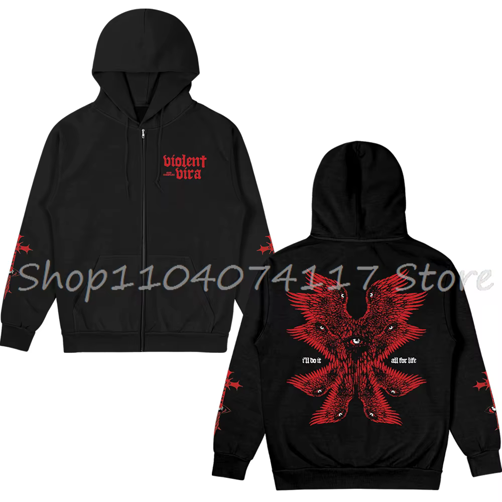 Sweat à capuche zippé Violent Vira God Complex - Sweat-shirt unisexe à fermeture éclair intégrale, p