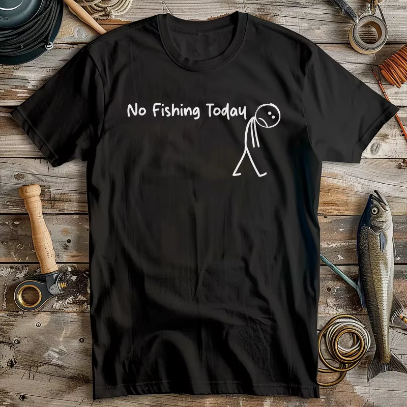 T-Shirt femme homme drôle pêche graphique pas de pêche aujourd'hui disant chemise T-Shirt coton unis