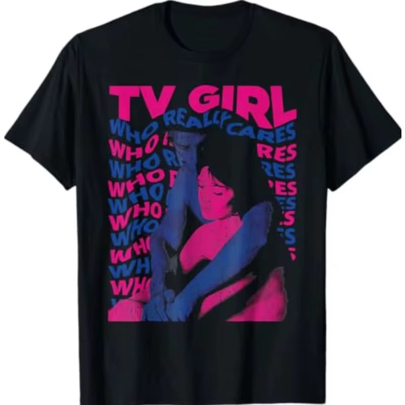 T-shirt rétro TV Girl Album 'Who Cares' - Nouveau t-shirt unisexe décontracté et tendance pour l'été