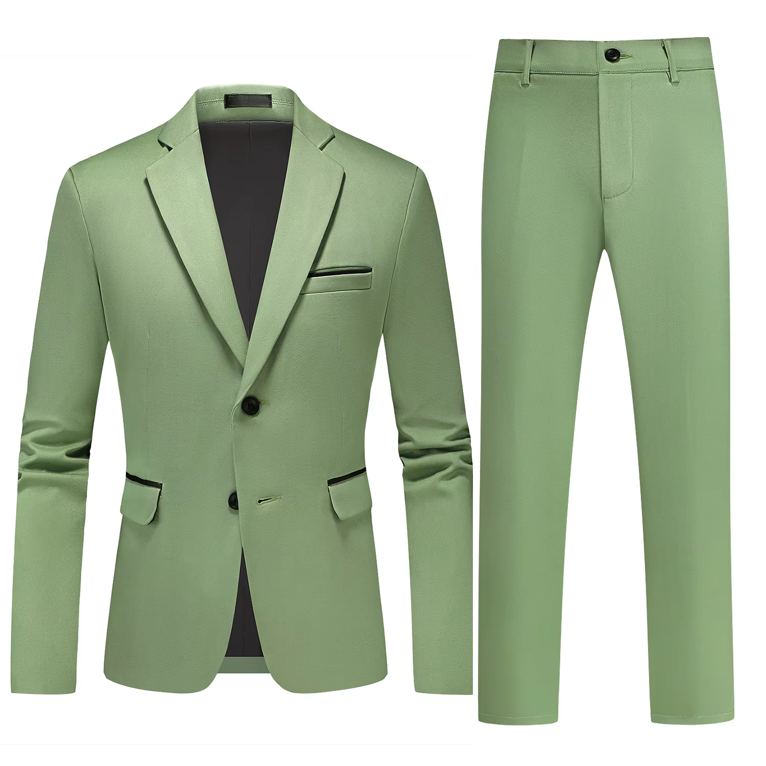 Ensemble de costume décontracté deux pièces pour homme, deux boutons, couleur vert fruit, mode décon