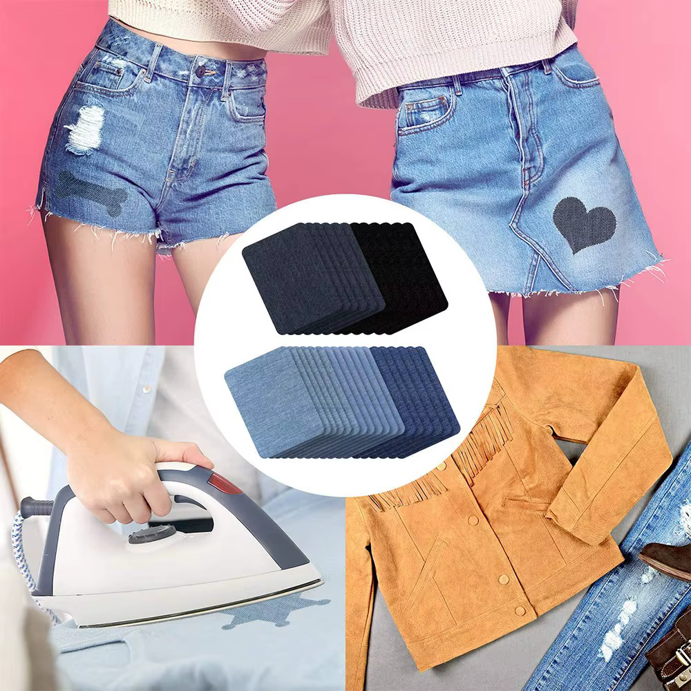 BHBD-30 pièces fer sur tissu patchs Denim Jean réparation patchs vêtements réparation Patch Kit pour