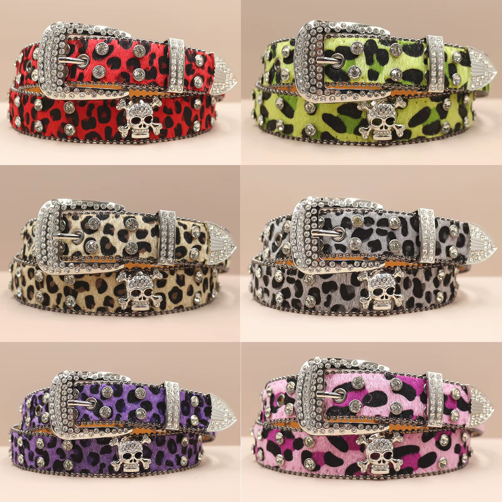 Ceinture en jean pour femme avec boucle tête de mort et strass, ceinture Y2K, design à rivets, ceint
