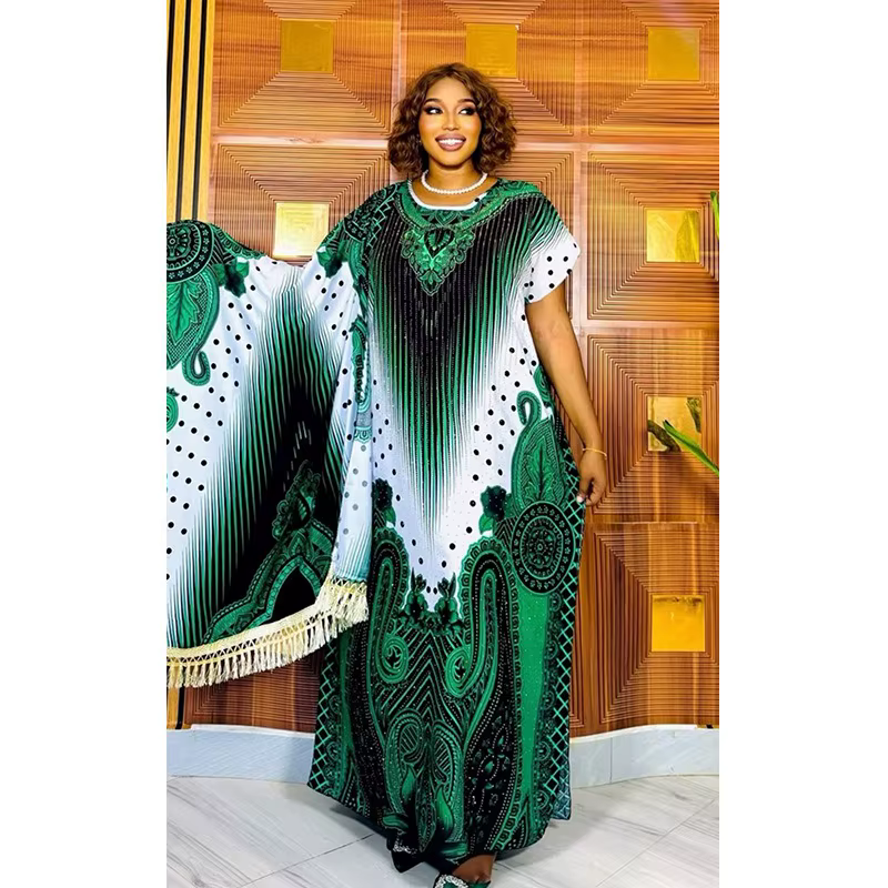 Robe longue musulmane pour femmes africaines, grande robe, impression de rendu, forage à chaud, arti