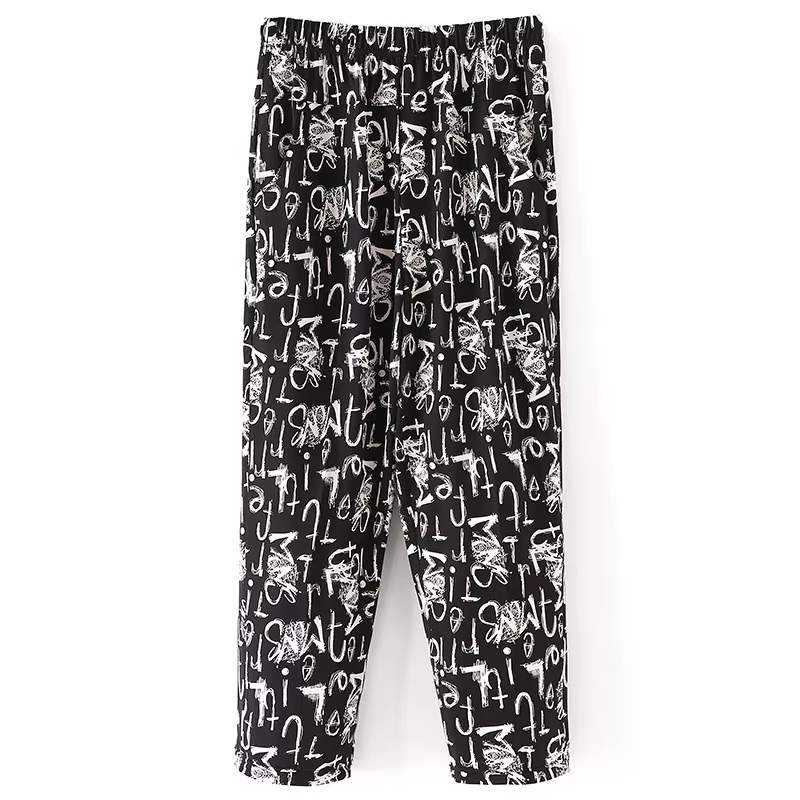 Pantalon d'été pour femme XL-8XL, nouvelle mode 2026, imprimé, en soie glacée fine, coupe droite, ta