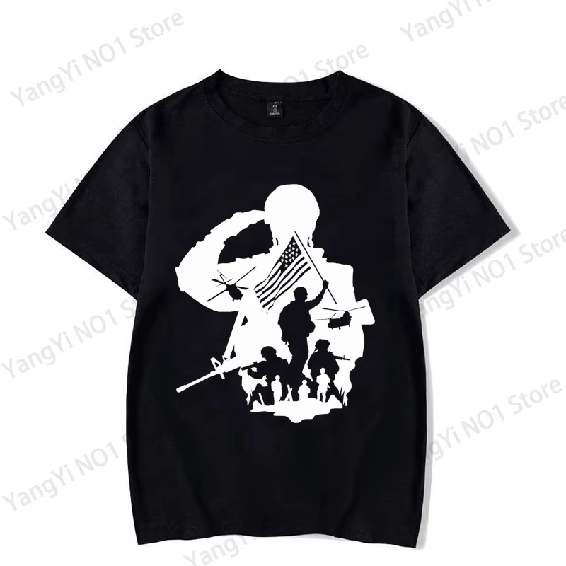 Chemise avec silhouette de soldat, t-shirt du Memorial Day de l'armée américaine