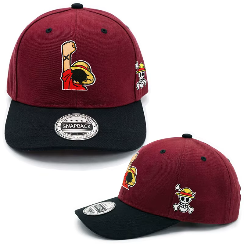 Casquette de baseball brodée One Piece pour hommes et femmes, casquette plate style hip-hop, dessin 