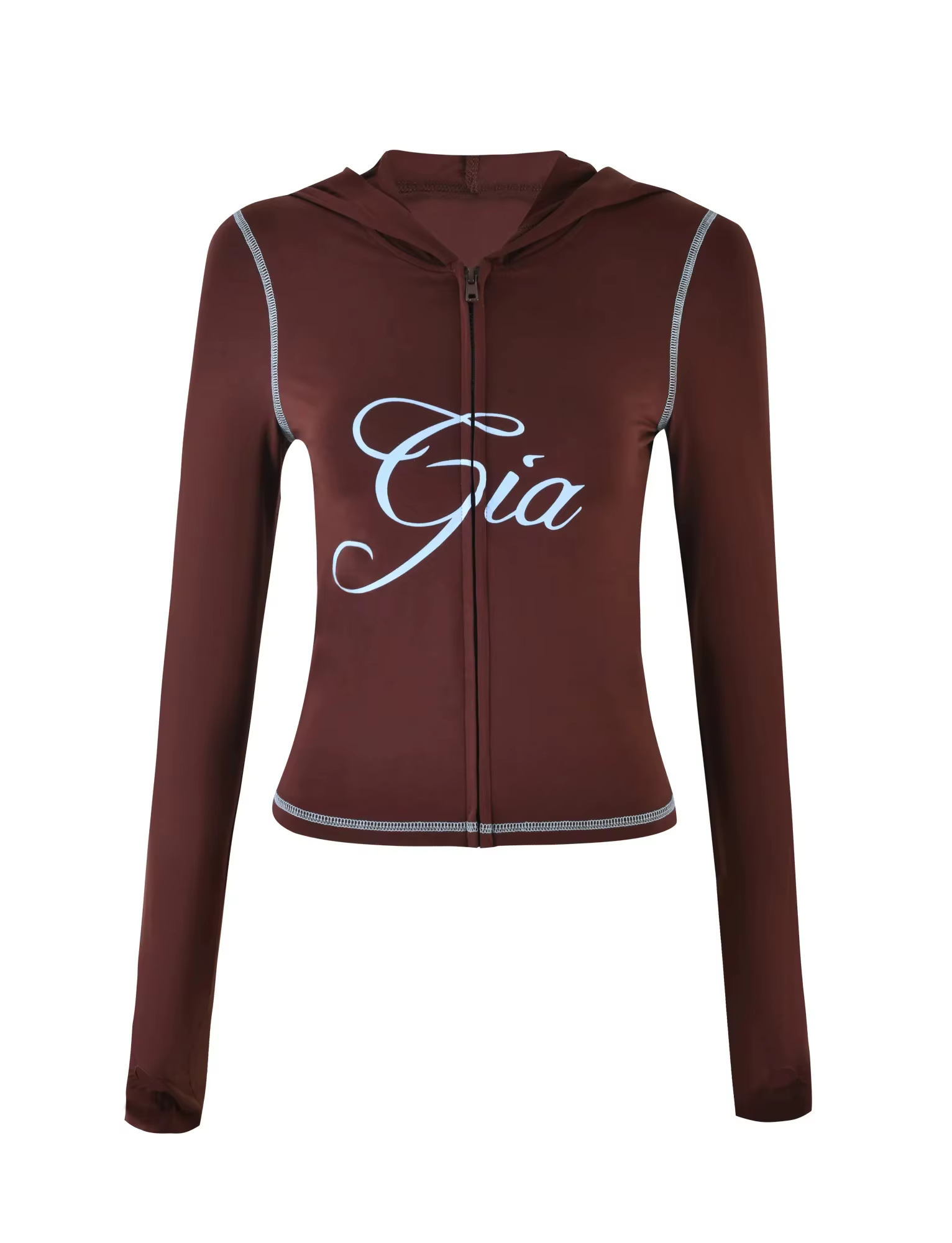 Ensemble veste courte zippée à capuche et pantalon Gia noir psychd, coupe ajustée, épaules classique