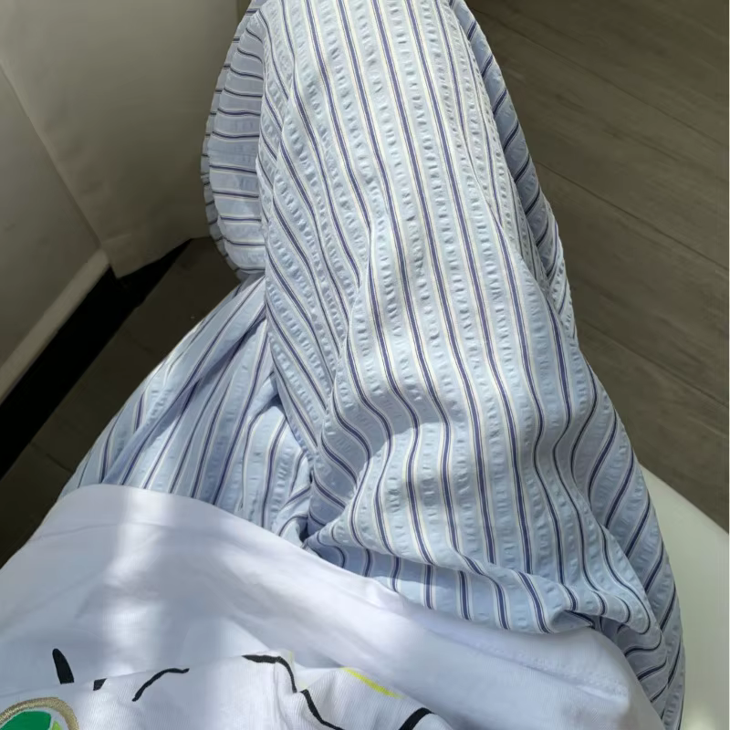 Pantalon de pyjama rayé en Tencel et coton frais pour femme, coupe ample, à nouer, peut être porté à