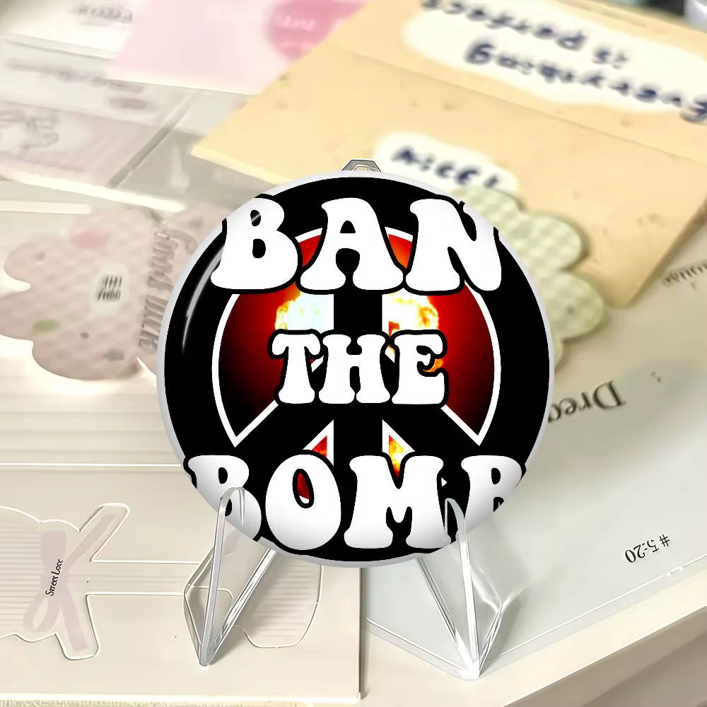 Broches créatives Logo Peace Ban The Bombes, badges ronds amusants à clipser, accessoires pour sacs 
