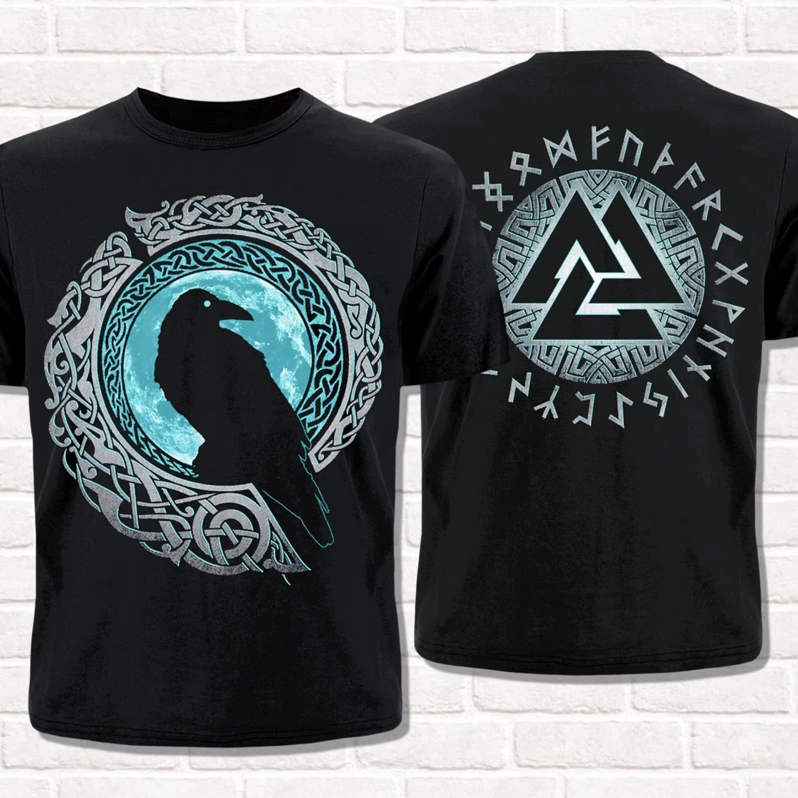 T-shirt Streetwear Homme 2026 – Mythologie Nordique Viking Odin Hugin Muninn – Coton Vintage – Femme