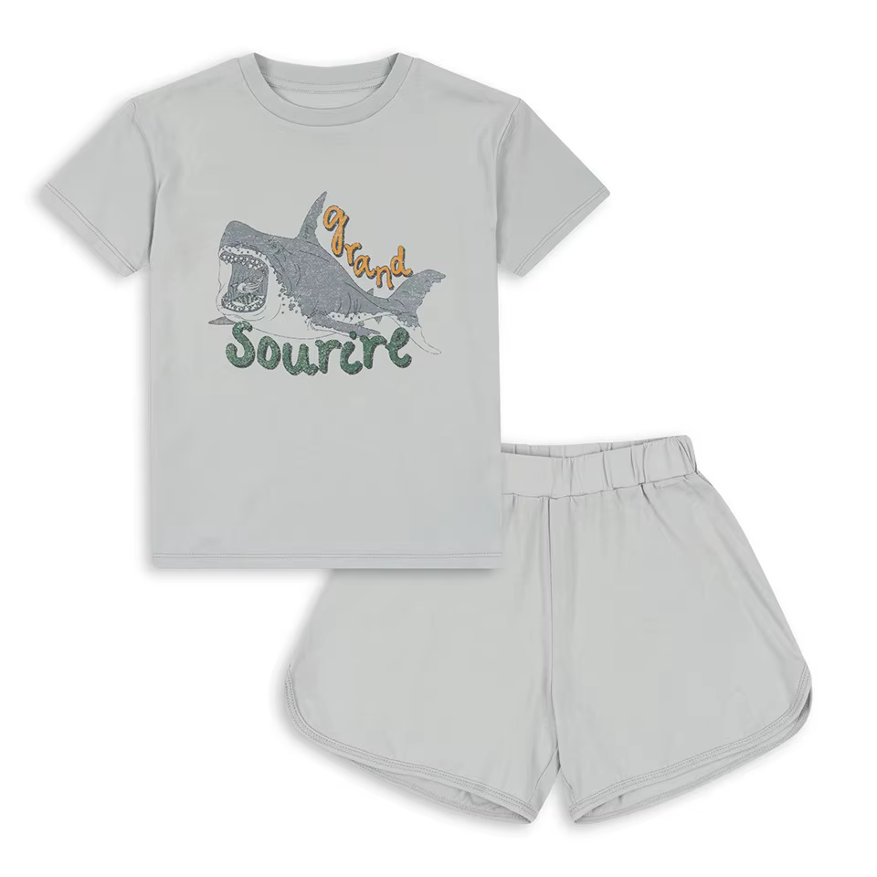 Ensemble décontracté d'été pour enfants : Tenue de sport polo imprimée motif dessin animé pour garço