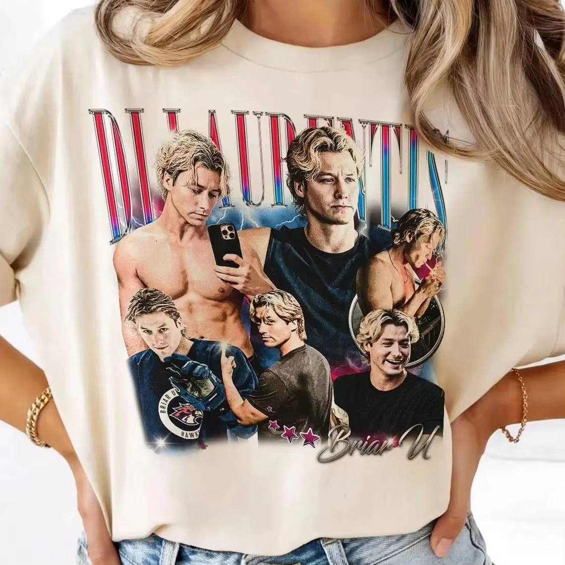T-shirt unisexe Off-Campus Dean Di Laurentis en coton 100% avec motif graphique, nouvelle collection