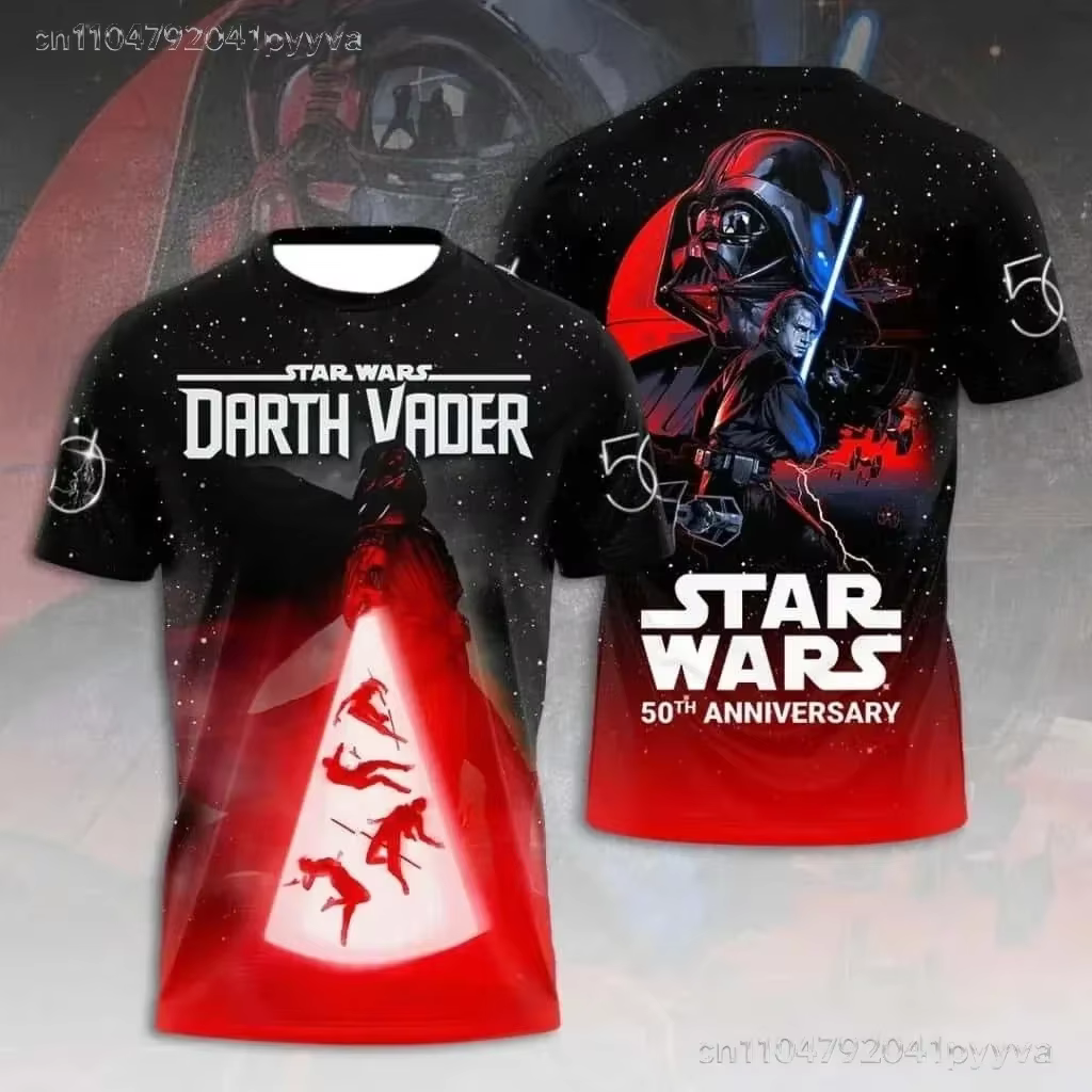 T-Shirt de dessin animé Star Wars pour hommes, imprimé Yoda, hauts décontractés pour garçons, Anime,