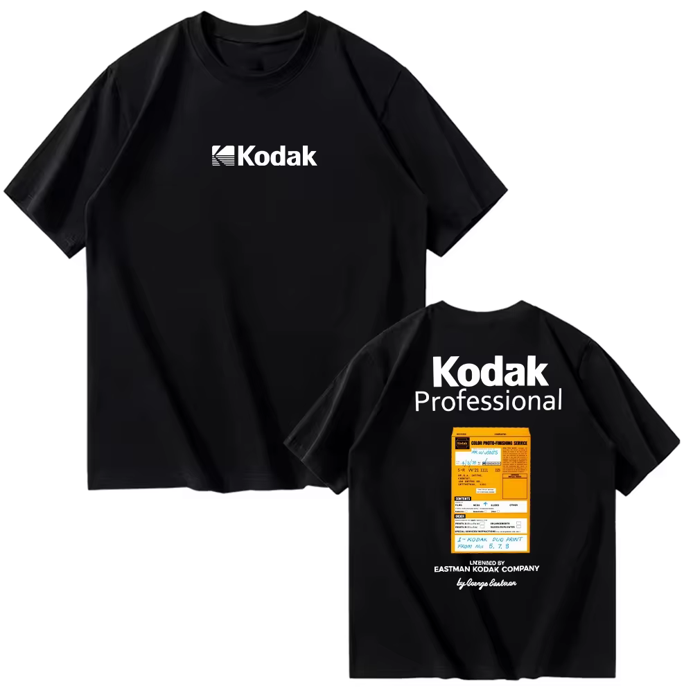 T-shirt en coton pour hommes et femmes, marque Kodak Summer, mode décontractée, polyvalent, respiran