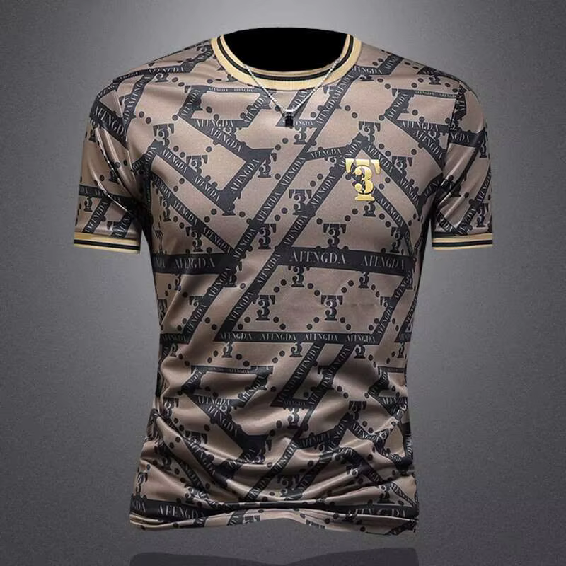 Mode européenne lettre imprimer hommes T-shirt 2025 été tendance col rond haut hommes à manches cour