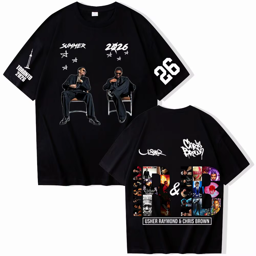 T-shirt de la tournée 2026 Chris Brown et Usher pour homme et femme, chemise décontractée à manches 