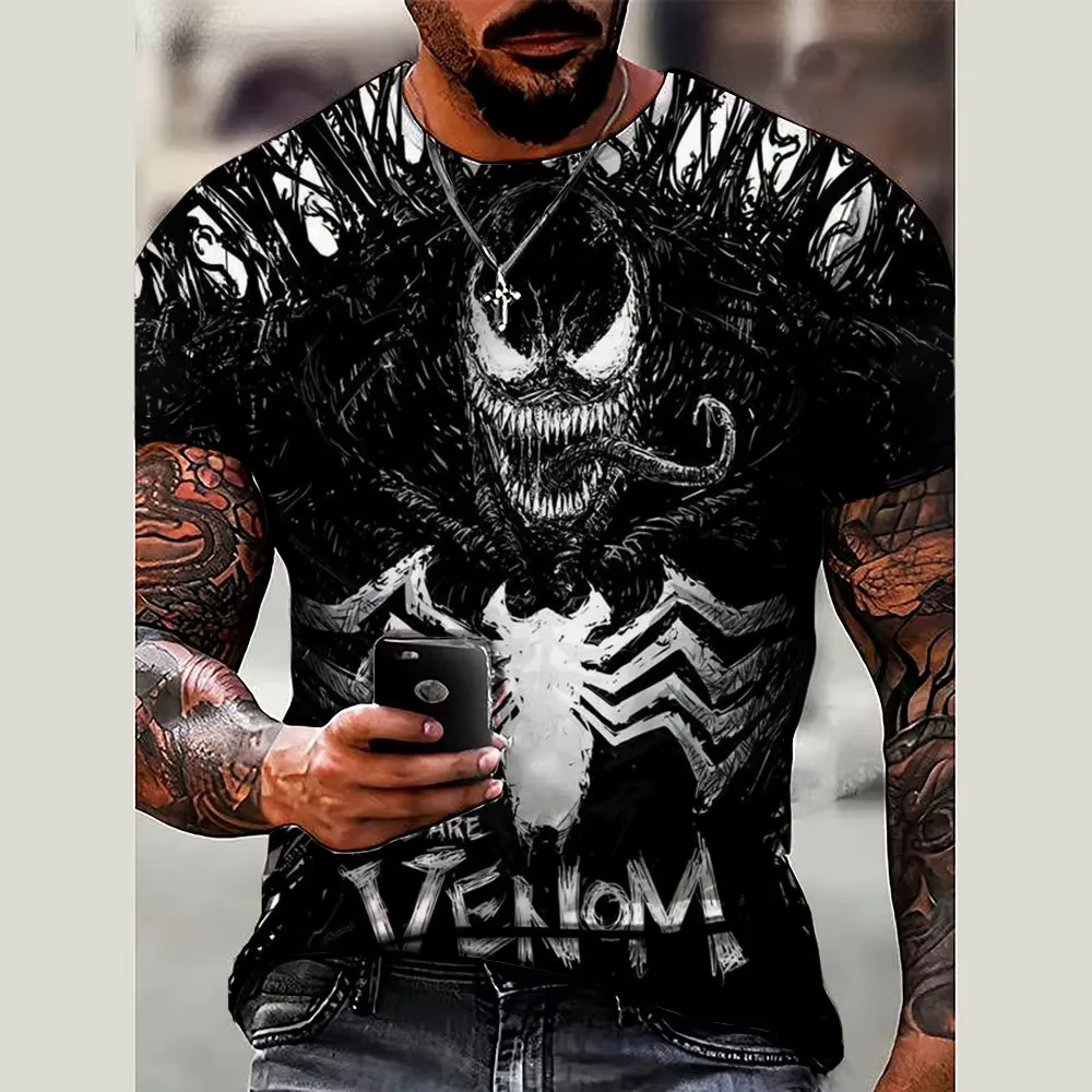 Été 3D imprimé hommes Marvel Venom hommes T-shirt vêtements T-shirt style décontracté à la mode cool
