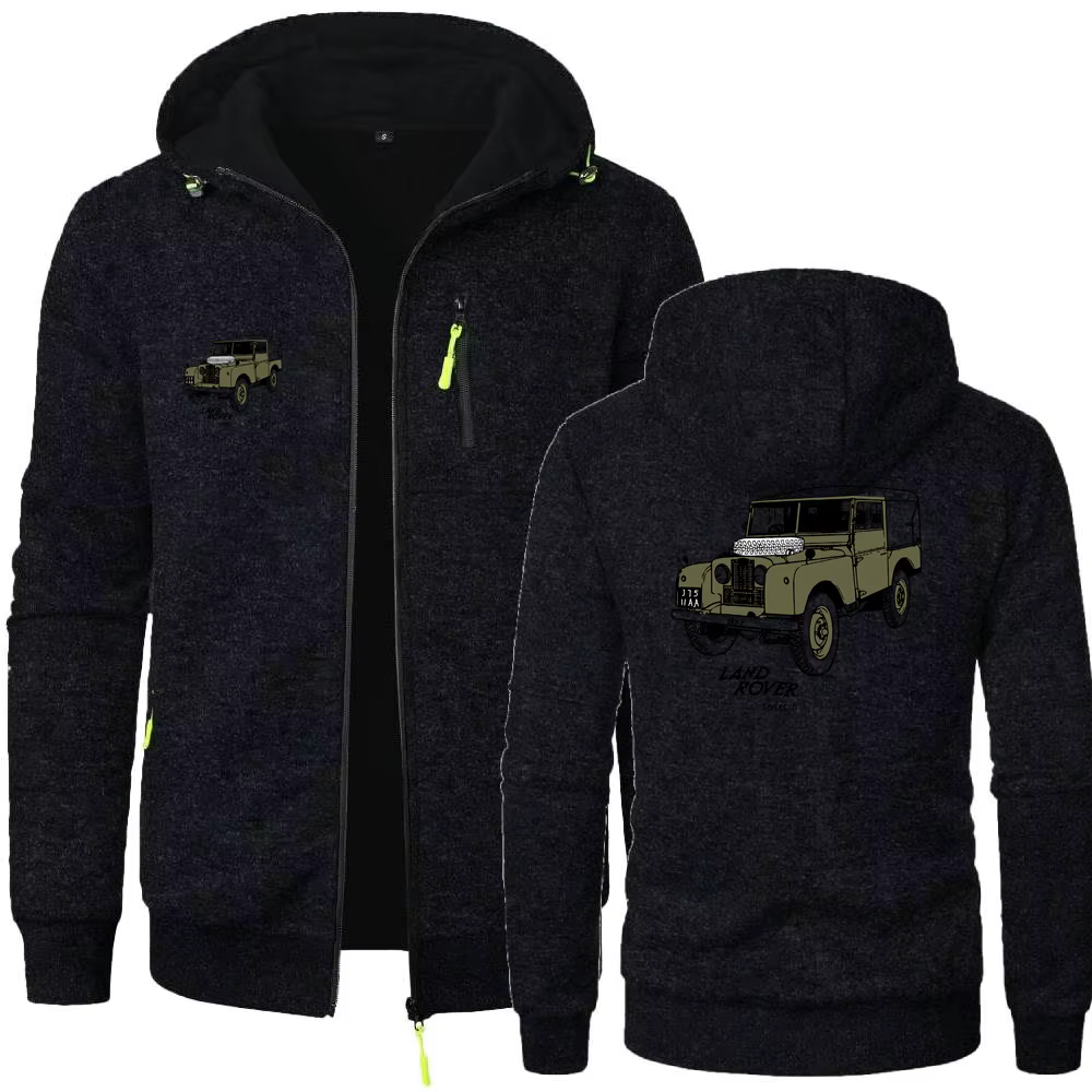 Sweats à capuche Land Cars Rover pour hommes, pulls à capuche zippés, cardigan de loisirs PVD, voitu