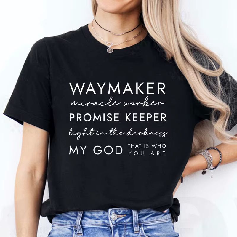 T-shirts chrétiens Waymaker vêtements cadeaux religieux femmes col rond T-shirts vêtements de foi ve