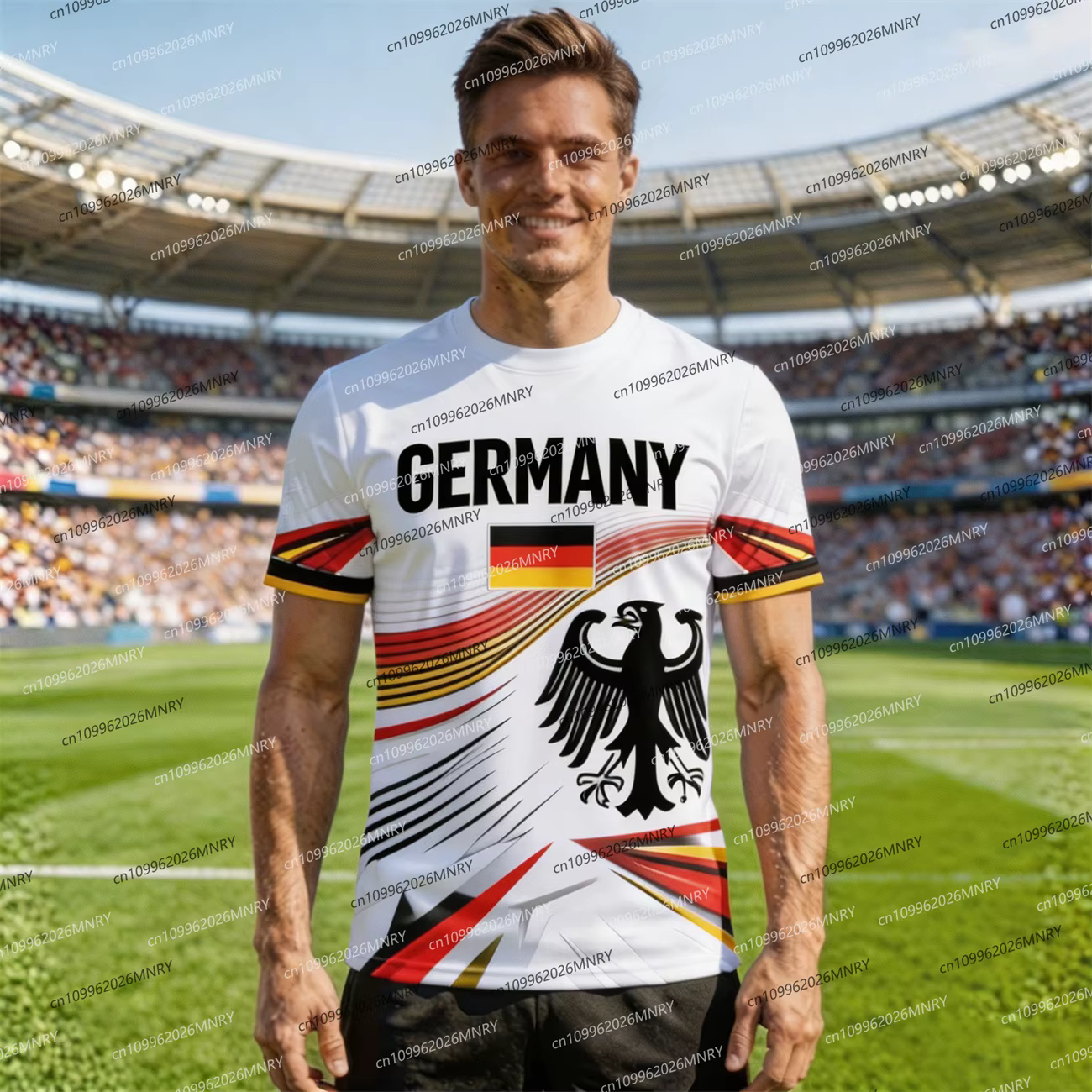 Maillot de supporter Allemagne 2026 avec emblème du drapeau, T-shirt pour homme, vêtements pour fill