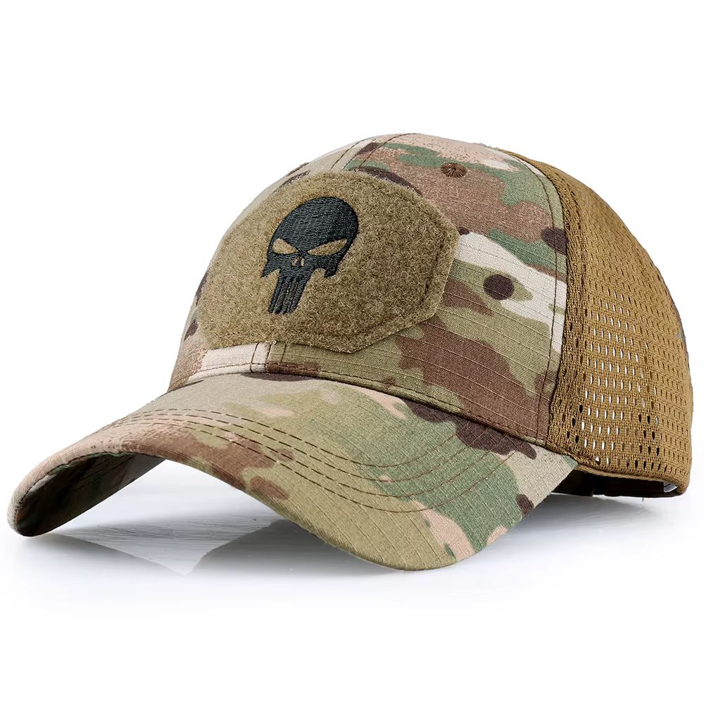 Casquettes de randonnée réglable respirant maille crâne casquette tactique Camping camouflage Airsof