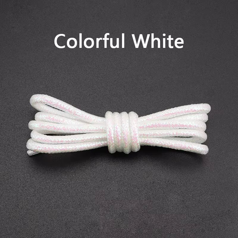 Lacets ronds à paillettes pour baskets, tendance, blanc brillant, coloré, Lurex, blanc, sport décont