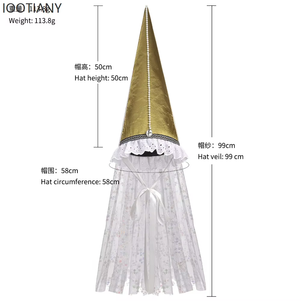 Chapeau de sorcière clown adulte avec voile facial, casquette pointue fantaisie pour fête d'Hallowee