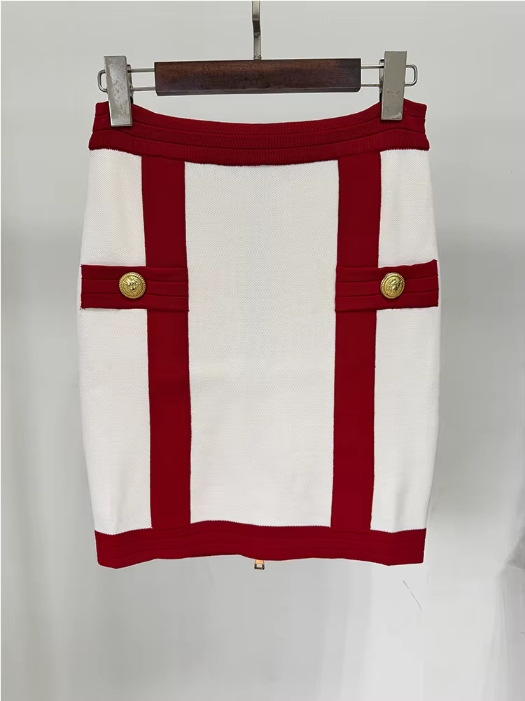 HIGH STREET Nouvelle Collection 2026 Jupe Designer Femme Mini Jupe en Maille Color Block