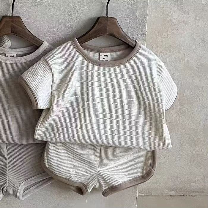 Ensemble de vêtements vintage en coton pour bébé, t-shirts à manches courtes et shorts, tenues d'été