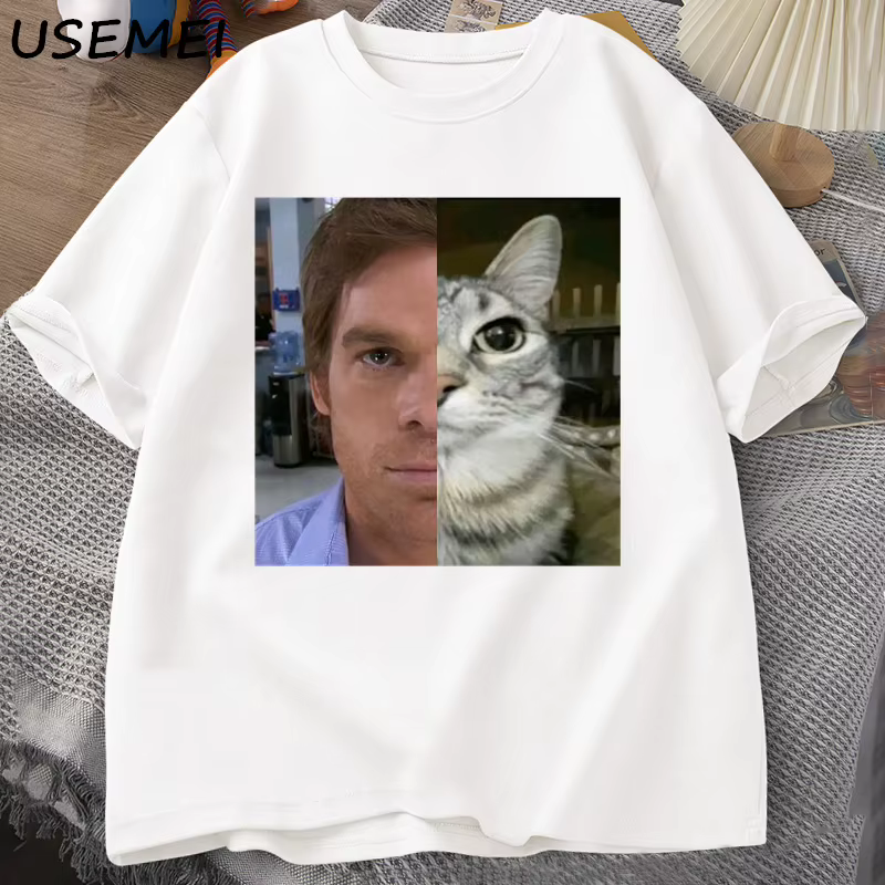 T-shirts Dexter Morgan Cat, T-shirt drôle à manches courtes et col rond, unisexe, Streetwear, mode H