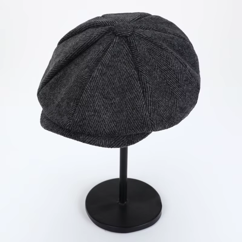 Chapeau de journal britannique en Tweed pour hommes, chapeau Gatsby à chevrons, chapeaux de rue à bo