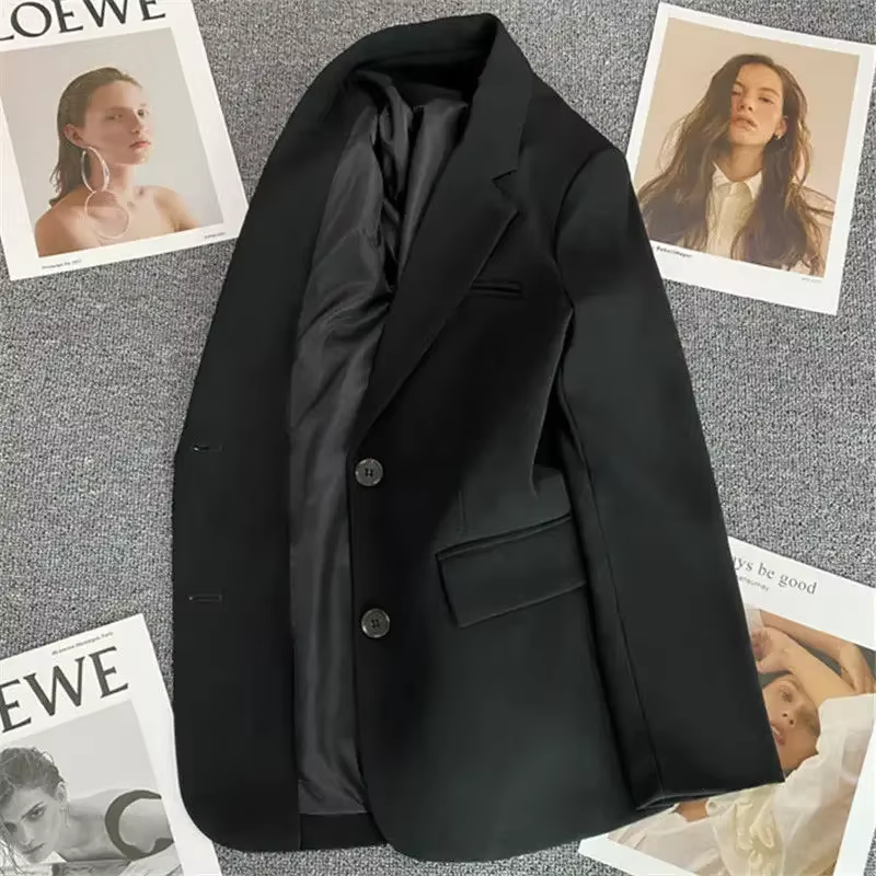 Combfor-Blazer adt monochrome pour femme, veste de luxe coréenne, sacs d'extérieur modernes, vêtemen