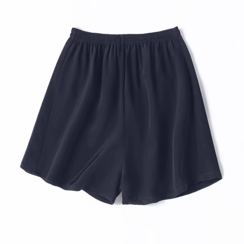 Shorts décontractés d'été pour femmes en 95% soie de mûrier naturelle, crêpe épais, couleur unie, ta