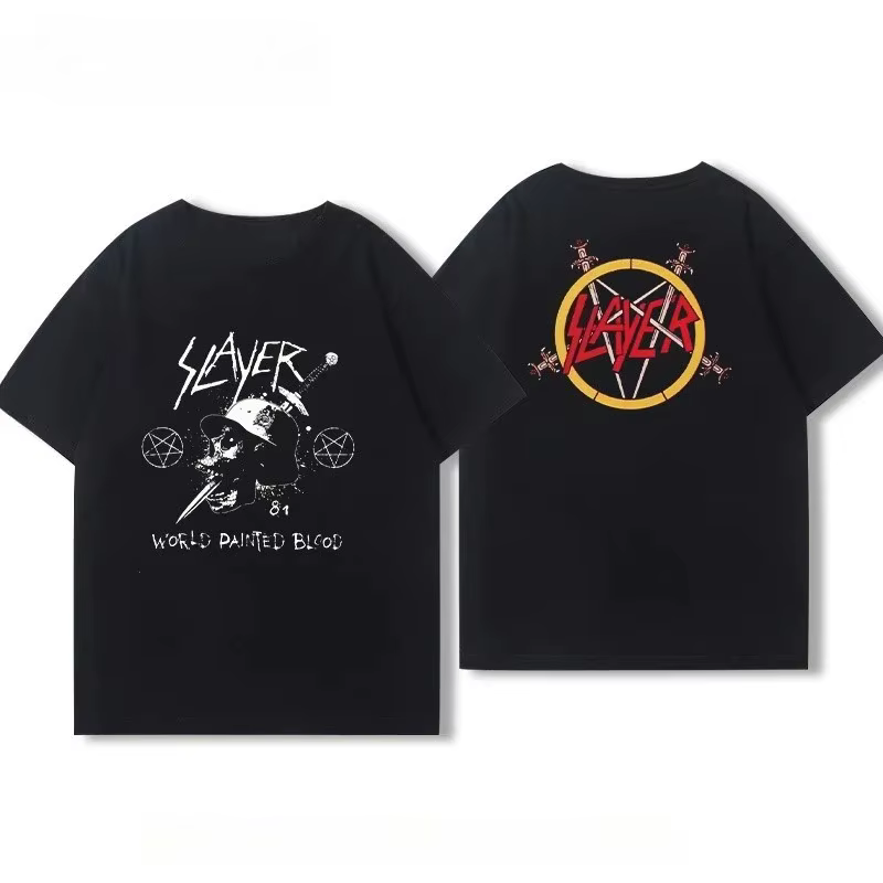 T-shirt Slayer Reign in Blood, unisexe, style vintage, streetwear Y2K, haut décontracté d'été à manc