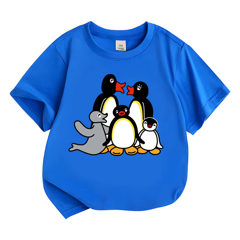 2026 NOUVEAU Pingu T-shirt Garçons Filles Enfants dessin animé Vêtements Hauts Manches Courtes Sport