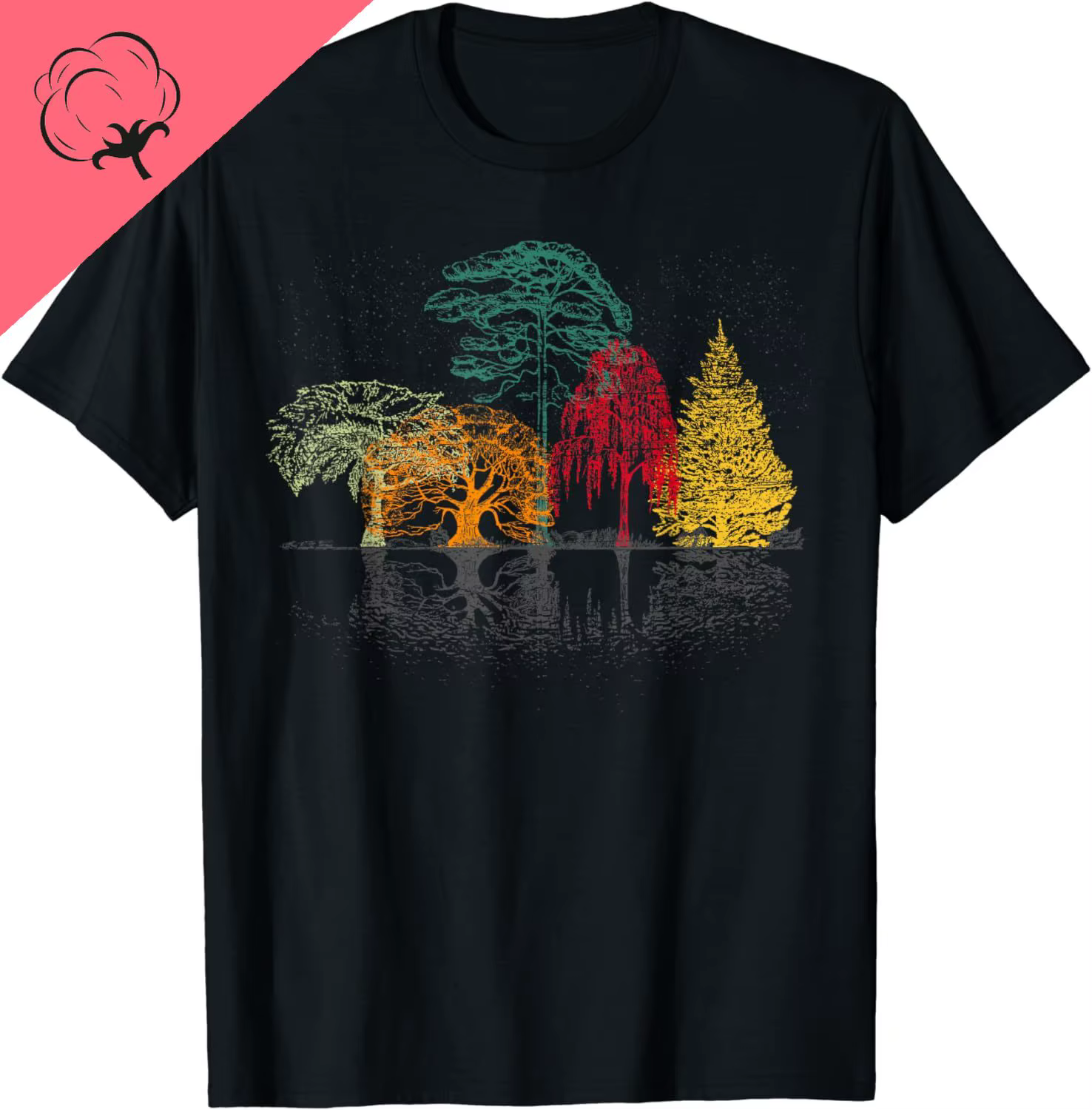 Arbres colorés faune Nature extérieur réflexion forêt T-Shirt Streetwear coton graphique t-shirts ho