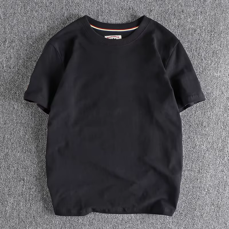 T-shirt à manches courtes pour hommes, confortable, en coton, lavage des peluches, décontracté, clas