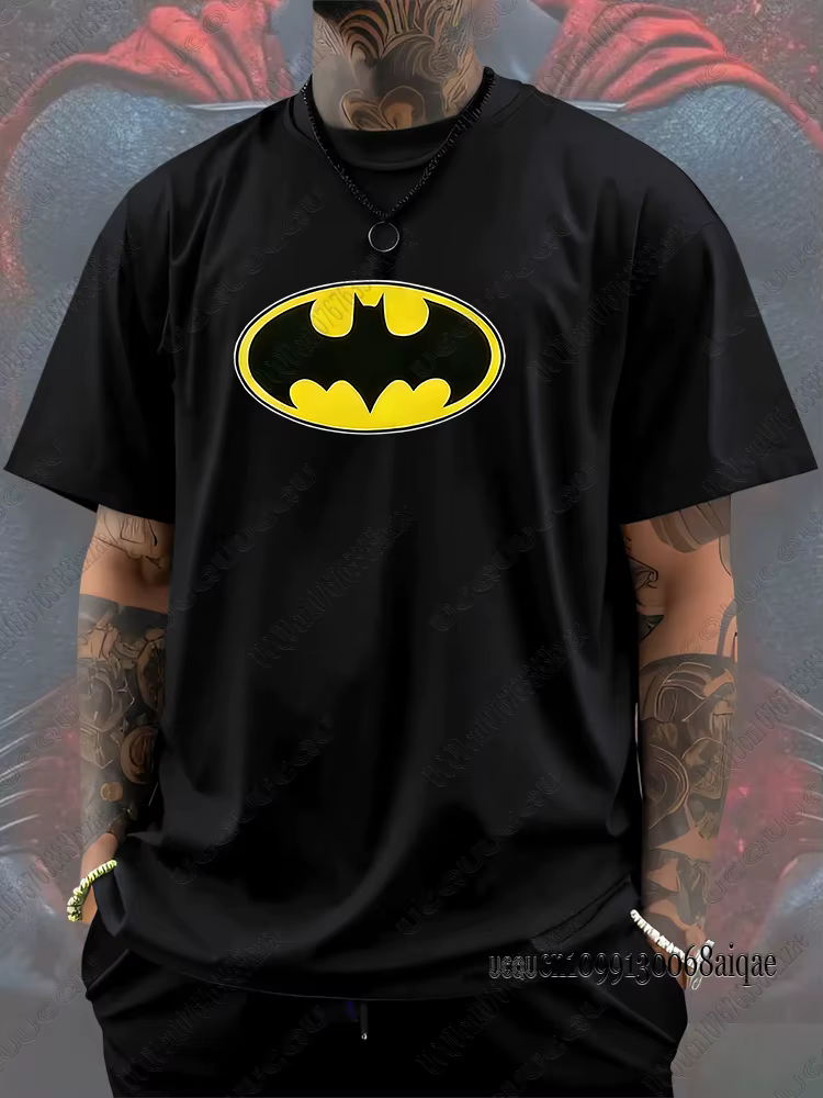 T-shirt imprimé DC Batman et Superman pour hommes, à manches courtes, décontracté, col rond, Streetw