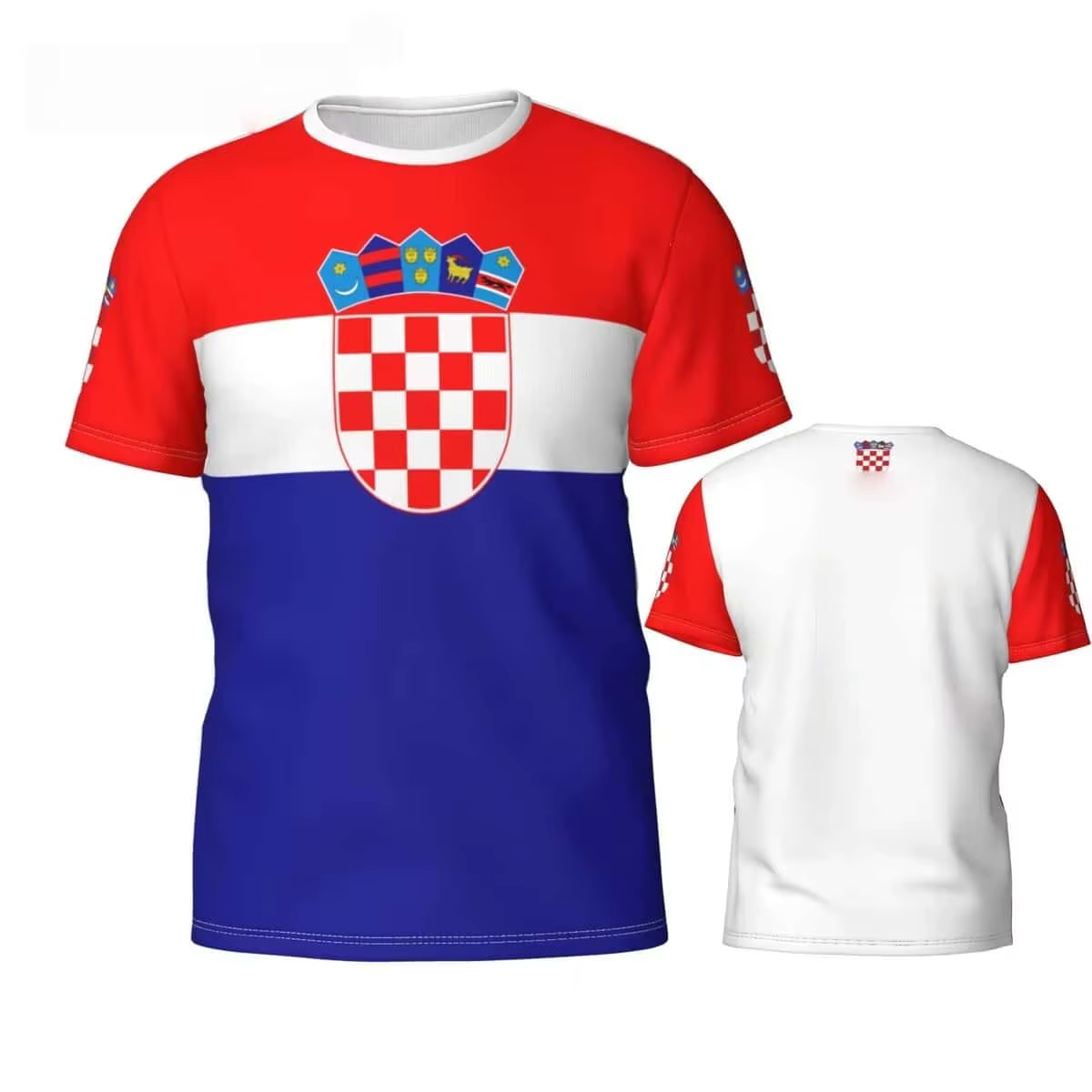 T-shirt en jersey à manches courtes imprimé drapeau national de la Croatie, unisexe, pour les fans, 