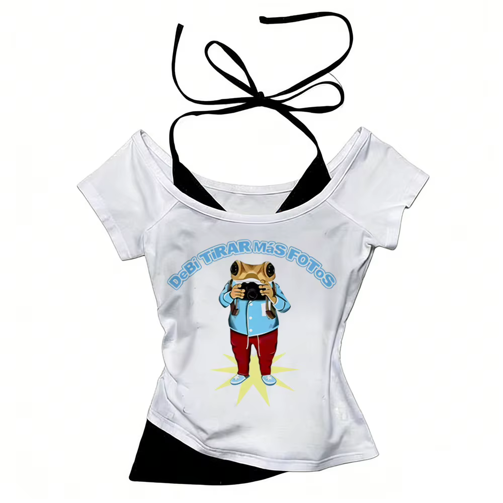 T-shirt Bad Bunny pour fille, tendance Y2k, culture pop, kawaii, Vintage, rétro, coloré, numérique, 