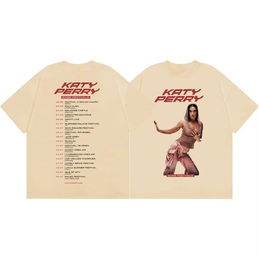 T-shirt Katy Perry 2026 Fastivals Tour Merch pour Hommes et Femmes, Esthétique Vintage, Manches Cour