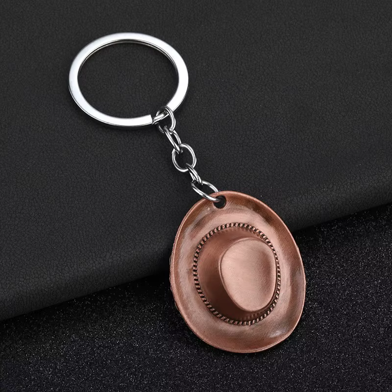 Porte-clés chapeau de Cowboy rétro, pendentif en métal de Style occidental pour hommes, ornements de